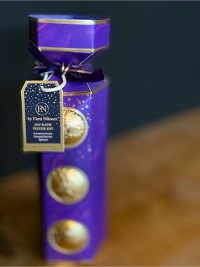 Flora Nikrooz Purple Bath Fizzer Gift Set with Gold Accents